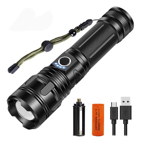 Linterna Led 2400 Lúmenes Recargable Usb Impermeable