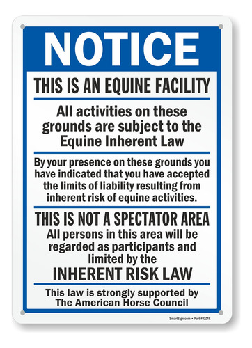 This An Equine Facility Not Spectator Area Inherent Risk 40