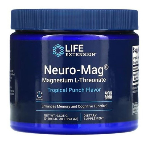 Neuro Mag Magnesio L Treonato 2000mg 93.35 Gr Magnesium Life Sabor Ponche Frutas