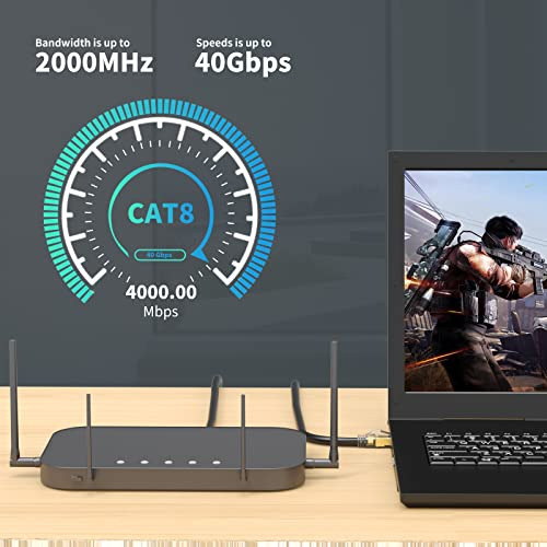Cable Ethernet Cat 8, 3 Pies, 40 Gbps, 2000 Mhz, S/ftp, 23 A