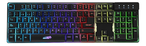 Teclado gamer Sentey Technus GS-5750 QWERTY español España color negro mate con luz RGB