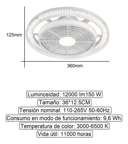 Lámpara Con Ventilador Techo 7 Aspas 150w Con Luz 3 Colores