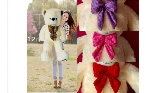 Peluche Oso Con Cinta En Cuello 120 Cms Gigante Kawaii Jumbo