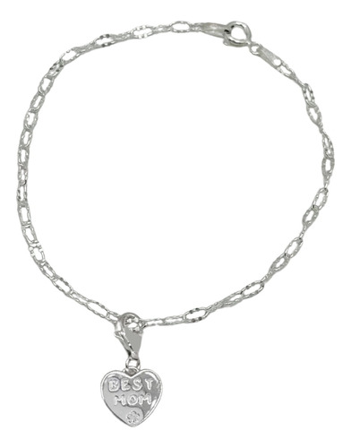 Pulsera Mamá Corazón Regalo Best Mom Madre Plata 925 +caja