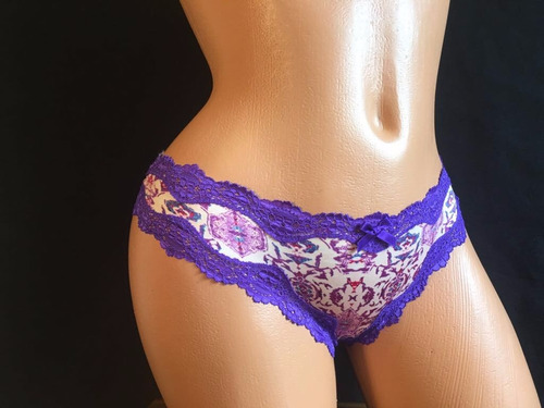 Lencería Victoria´s Secret Tanga Con Encaje Morado Xs459