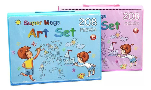 Set Kit De Arte 208 Piezas Maleta Didactica Colores