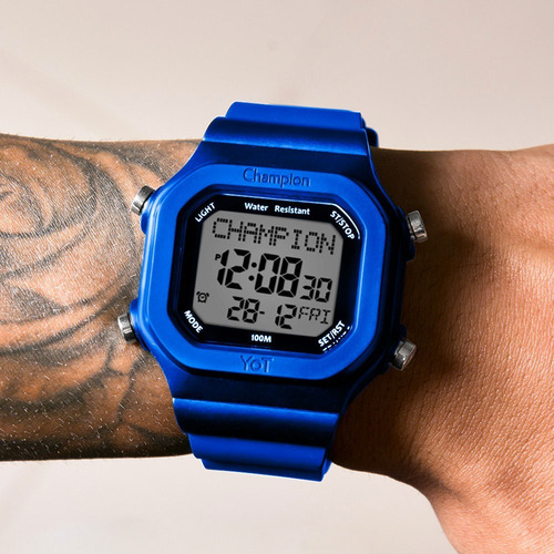 Relógio Champion Digital Yot Troca Pulseira Azul Preto