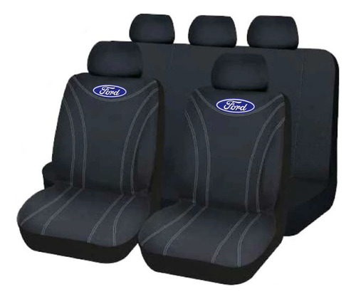 Cubreasiento Funda Tela Negro Ford Logo Bordado Promo