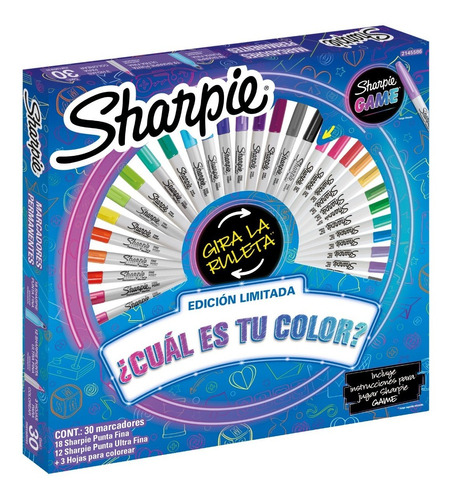 Kit Marcadores Permanentes Sharpie Ruleta 30 Colores