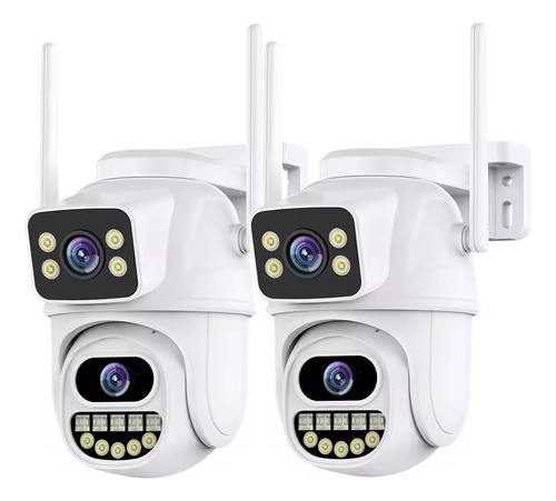 Kit 2 Câmera Segurança Wifi A33h App Icsee Lente Dupla 6mp Cor Branco