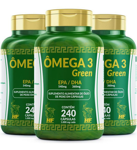 Kit 3x Super Ômega 3 1000mg Green Hf Suplements 240 Capsulas