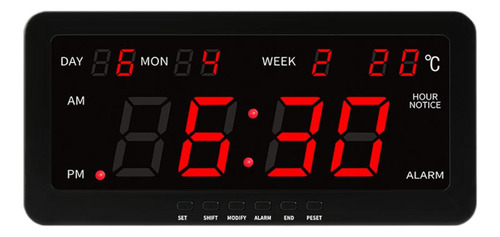 Pantalla De Temperatura De Reloj De Pared Digital Reloj Rojo