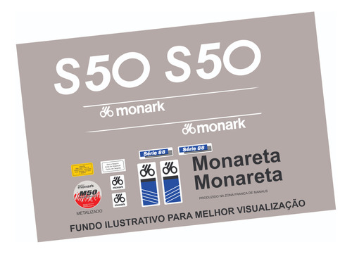 Etiquetas Antigo Ciclomotor Monark S50 1988 Azul