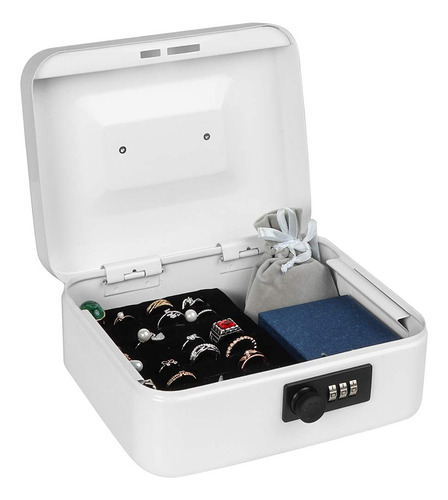 Caja De Dinero Mediana Con Cerradura Blanco 20 X 17 X 9 Cm
