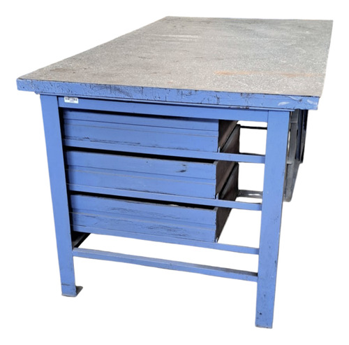 Mesa De Trabajo Ideal Industria Herrero Hierro + Madera Celeste (Usado)