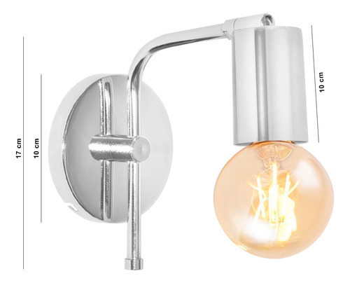 Aplique Spot Movil Pared Luz Led E27 Lampara Deco Vintage Estructura Cromo