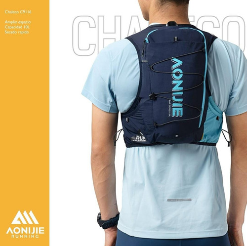Chaleco Hidratacion 10 Lts Trail Running Trekking Aonijie Celeste/azul Talle Xl