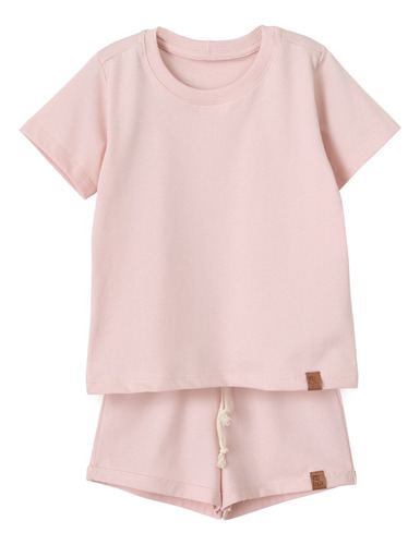 Conjunto Infantil Verão Menina 100% Algodão Premium Rosa