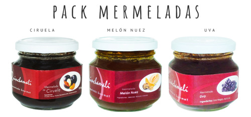 Mermeladas Pack Ciruela, Melón Nuez, Uva + 1 Pack A Elección