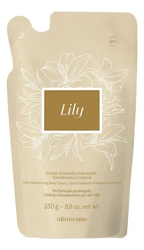 Refil Creme Acetinado Hidratante Corporal Para Pele Lily 250g