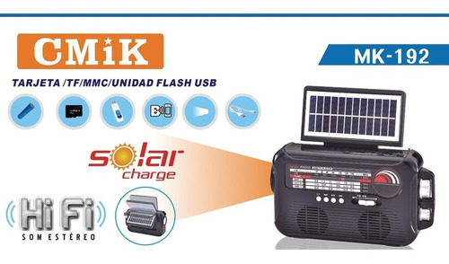 Imagem 2 de 4 de Radio Caixa Som Solar Bluetooth Portatil Am Fm Usb Sd Bivolt