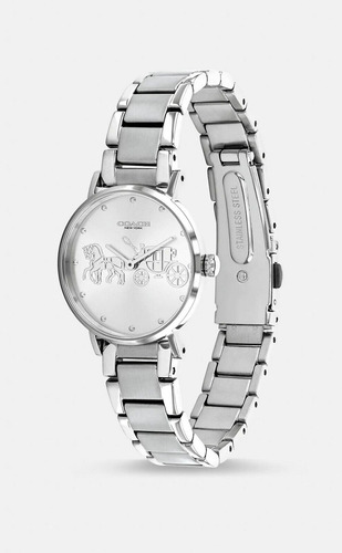 Reloj Coach Silver Dial Stainless Steel Perry Watch Mujer Plateado Plateado Plateado