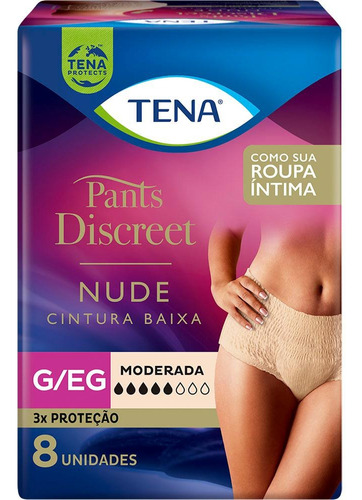Calcinha Descartável Tena Pants Discreet Nude G/gg 16 Un