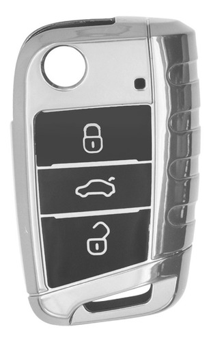  Funda Para Llave Alarma Auto (vw, Seat, Audi) Plata Cromado