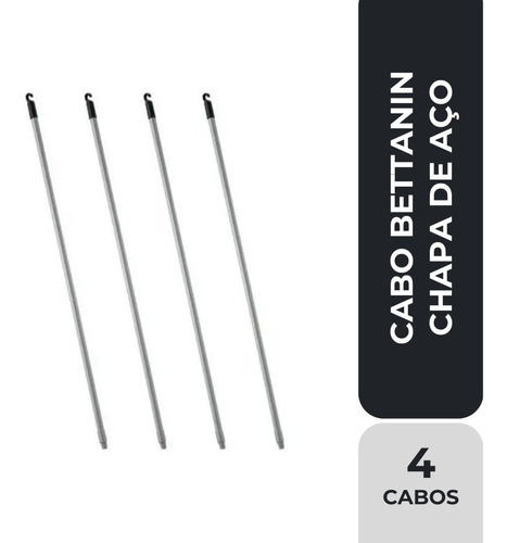 4 Cabos Chapa De Aço Com Rosca 140cm Bettanin Vassoura, Rodo