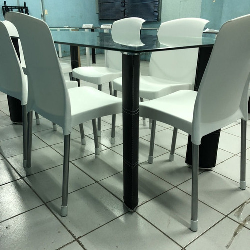 Mesa De Vidrio Rectangular 1.80m X 85cm Bae Ecocuero Negro