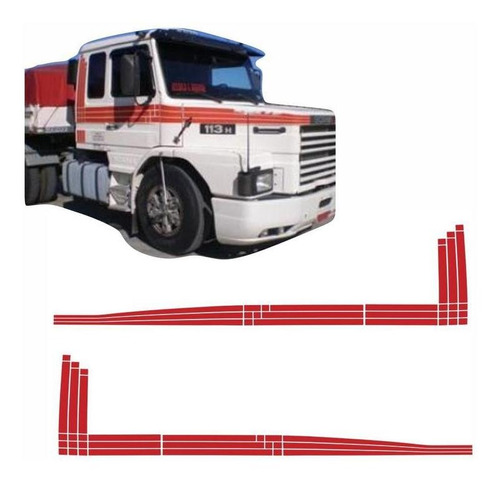 Kit Faixas/adesivos Scania 113 T 1992 1993 Vermelho