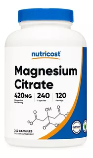 Citrato De Magnesio Magnesium Citrate 240 Capsulas