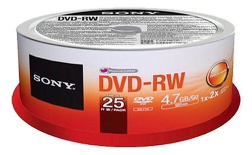 Disco Dvd-rw Regrabable Sony 4.7gb 2x Cono X 25 Unid.