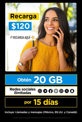 Chip Bait 20gb Con 15 Días De Servicio Incluye Recarga $100