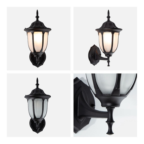 Farol Pared Moderno Negro 1 Luz E27 60w