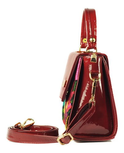 Imagen 6 de 8 de Bolso De Piel Charol Mariconera Con Telar Artesanal Bolsa