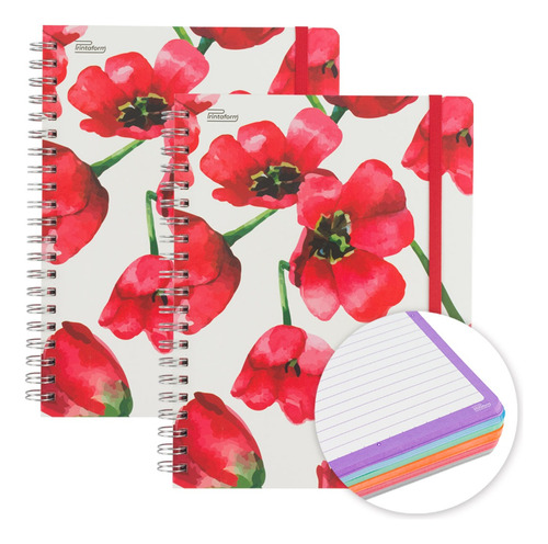 Cuaderno Profesional Universitario Floral 200h Pd 2 Pzas