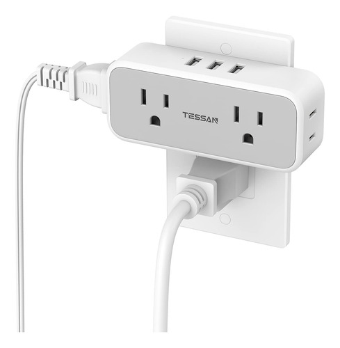 Regleta Multicontacto Pared Usb 4 Salidas 3 Puertos Usb