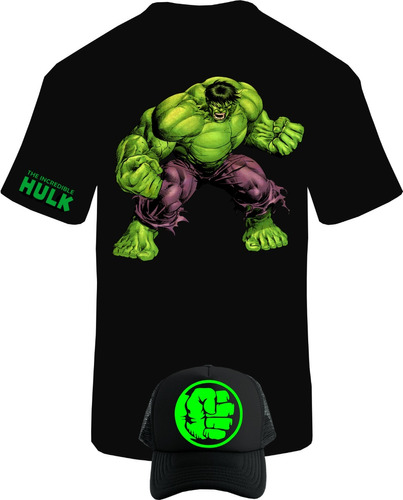 Camiseta Manga Corta Increible Hulk Avengers Obsequio Gorra 