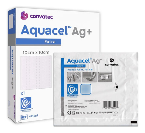 Aquacel Curativo Retangular Extra Com Prata E Fibra 10x10cm
