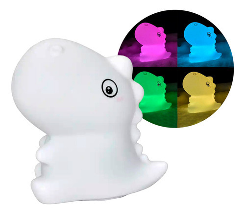 Lampara Velador Silicona Rgb Usb Luz De Noche Dinosaurio