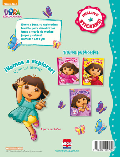 ¡Explora con Dora! Las letras, de Ediciones Larousse. Editorial Mega Ediciones, tapa blanda en español, 2015
