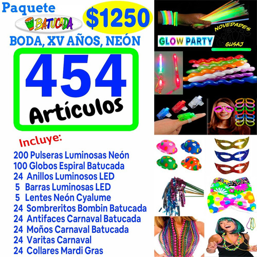 Paquete Batucada Fiesta $1250 Boda Xv Años Cumple Neon Led