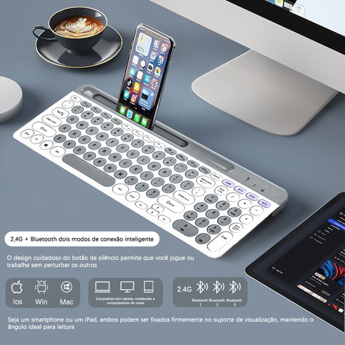 Teclado E Rato Sem Fios Ultrafino Bluetooth De Modo Duplo
