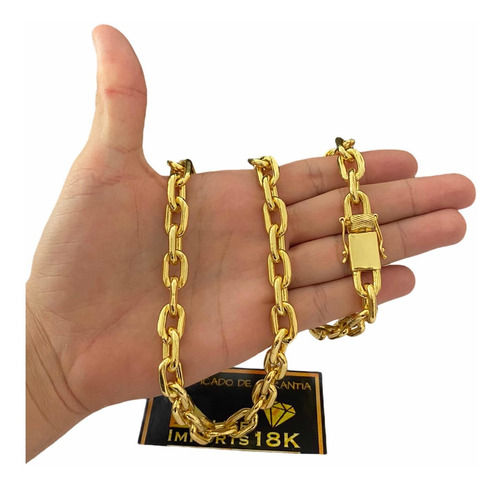 Cordão 14mm Masculino Cadeado  Banhado A Ouro 18k Luxo