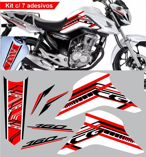 Kit Adesivo Carenagem Moto Honda Cg Titan 160 2022 Vermelho