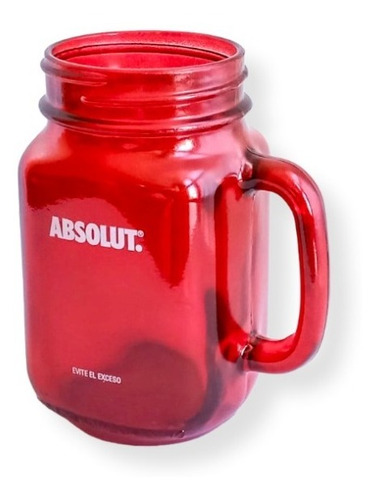 Juego De 2 Tarros Rojos Mason Jar Con Asa Sin Tapa (488 Ml)