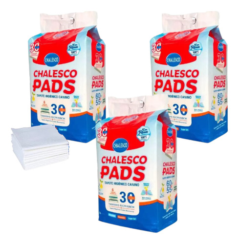 Kit 3 Tapetes Para Cães 30 Unidades Chalesco Higiênico 60x55