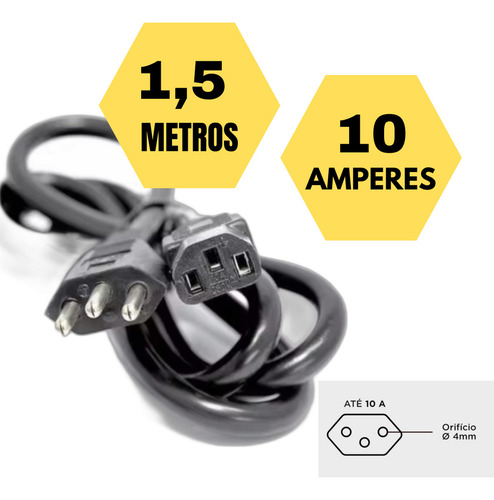 Bartolotti Kit 10 Cabos De Força Energia Atx Tripolar Padrão Pc 110v/220v