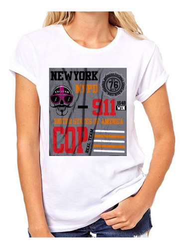 Remera De Mujer New York Nypd 911 Uniited States Cop